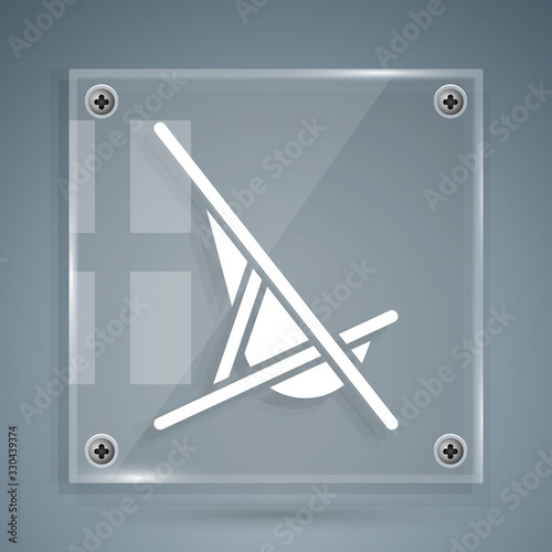 White Sunbed icon isolated on grey background. Square glass panels. Vector Illustration