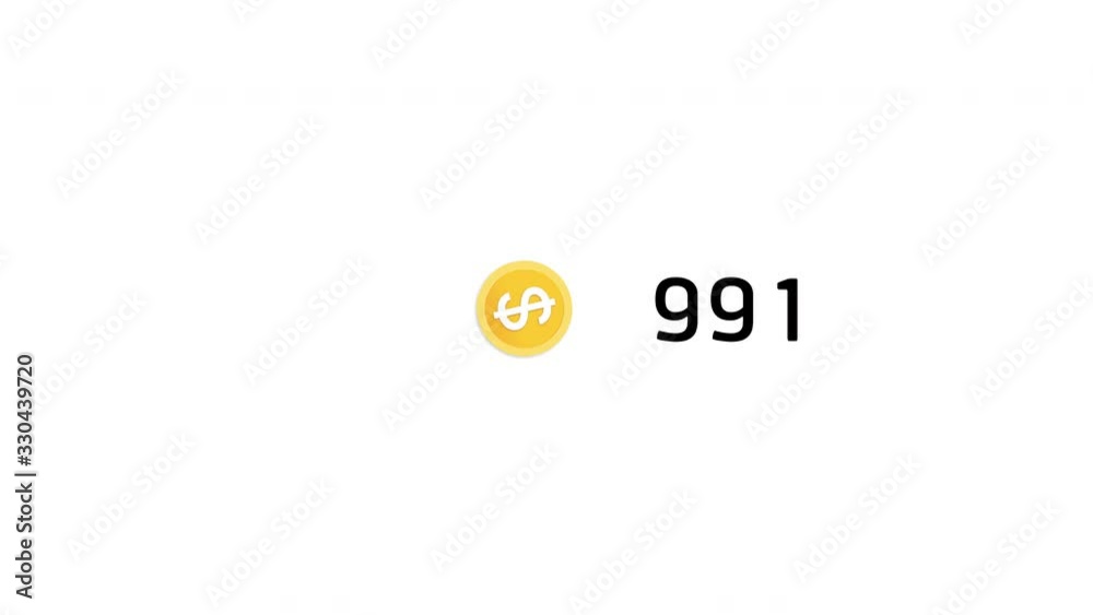 Dollar coin gold color with one million number counter on a white background with alpha selection shape graphic style HD animation. Dollar coin gold color with one million number counter on a white background with alpha selection shape graphic style HD animation.