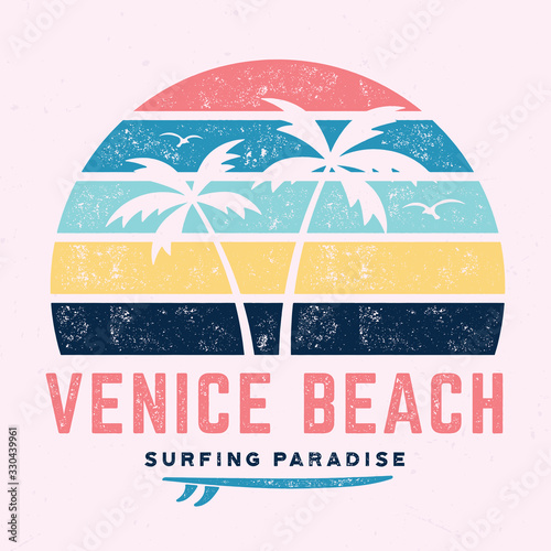 Venice Beach Surfing Paradise - Tee Design For Printing