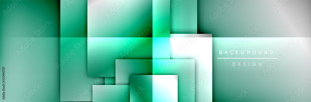 Obraz premium Square shapes composition geometric abstract background. 3D shadow effects and fluid gradients. Modern overlapping forms