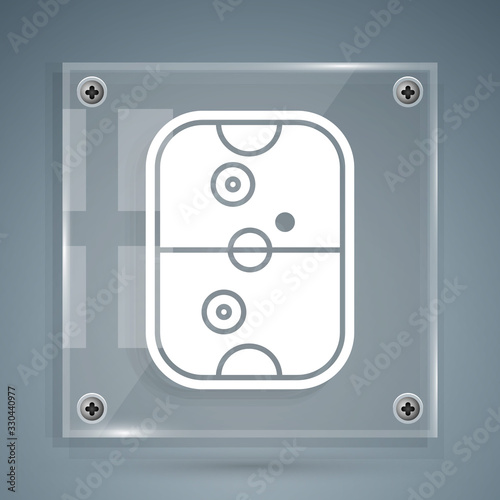 White Air hockey table icon isolated on grey background. Square glass panels. Vector Illustration