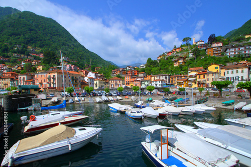 PORT ON LAKE COMO PLACED IN ARGEGNO VILLAGE IN ITALY