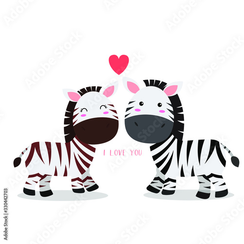 cute zebra couple fall in love