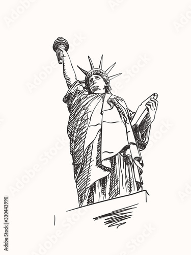 Sketch of Statue of Liberty New York City USA  Hand drawn vector illustration