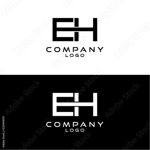 EH, HE letter company logo design template vector