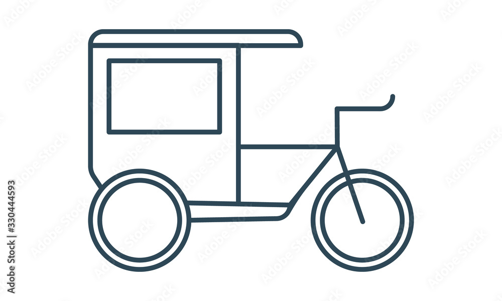 Cycle rickshaw glyph icon for transportation and urban mobility concepts Cycle rickshaw glyph icon for transportation and urban mobility concepts