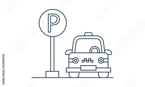 Car parking lot icon for vehicle parking and navigation services