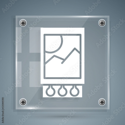 White Open matchbox and matches icon isolated on grey background. Square glass panels. Vector Illustration