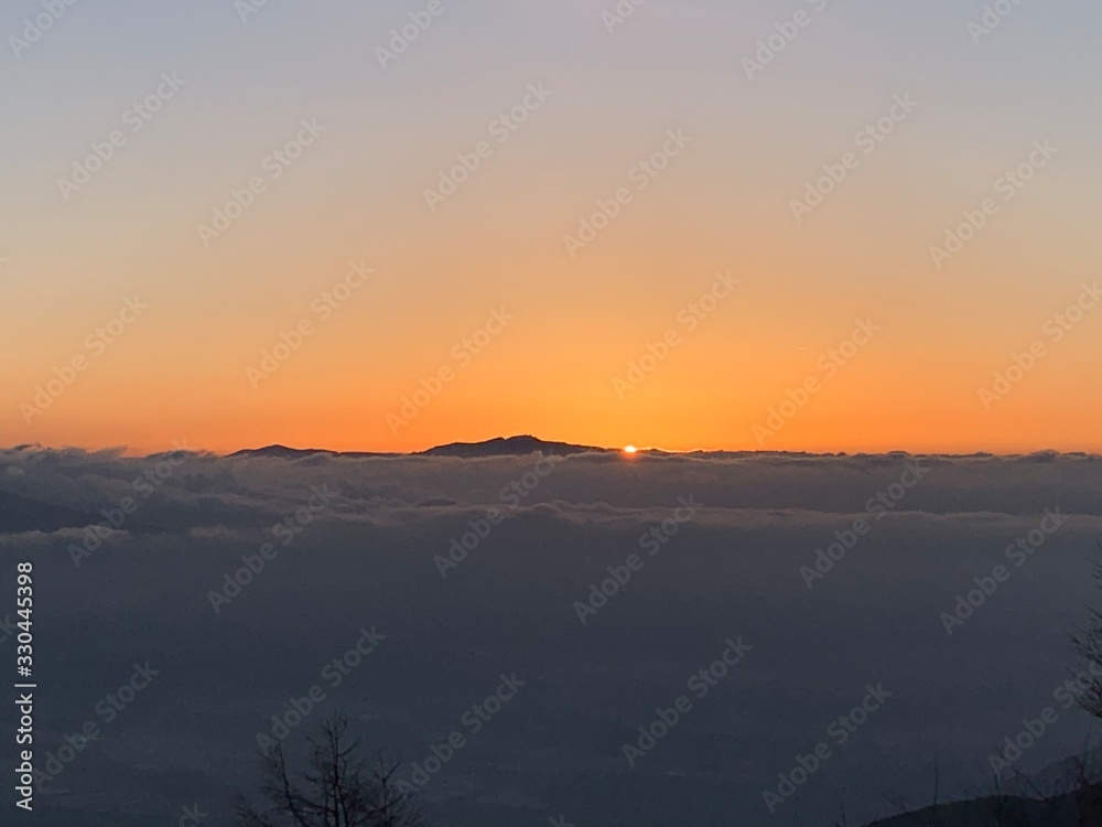 sunset in mountains