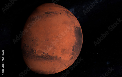 Red planet Mars - is a planet of the solar system. Outer space exploration. 3D-illustration.