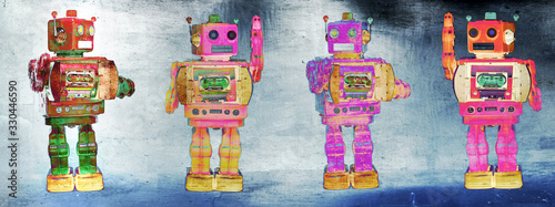 our color  robot toys isolated