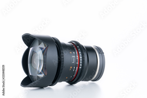 Billede på lærred Wide angle camera lens isolated on white background