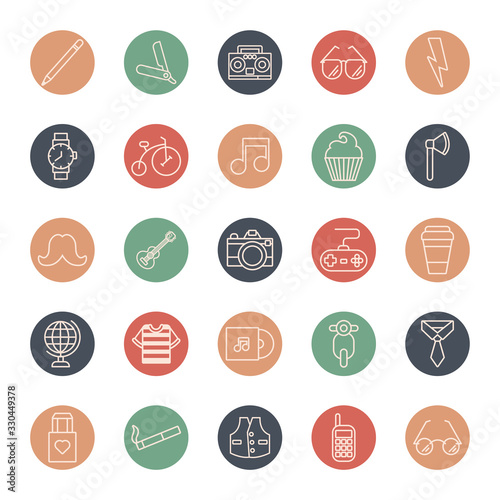 bundle of hipster style set icons