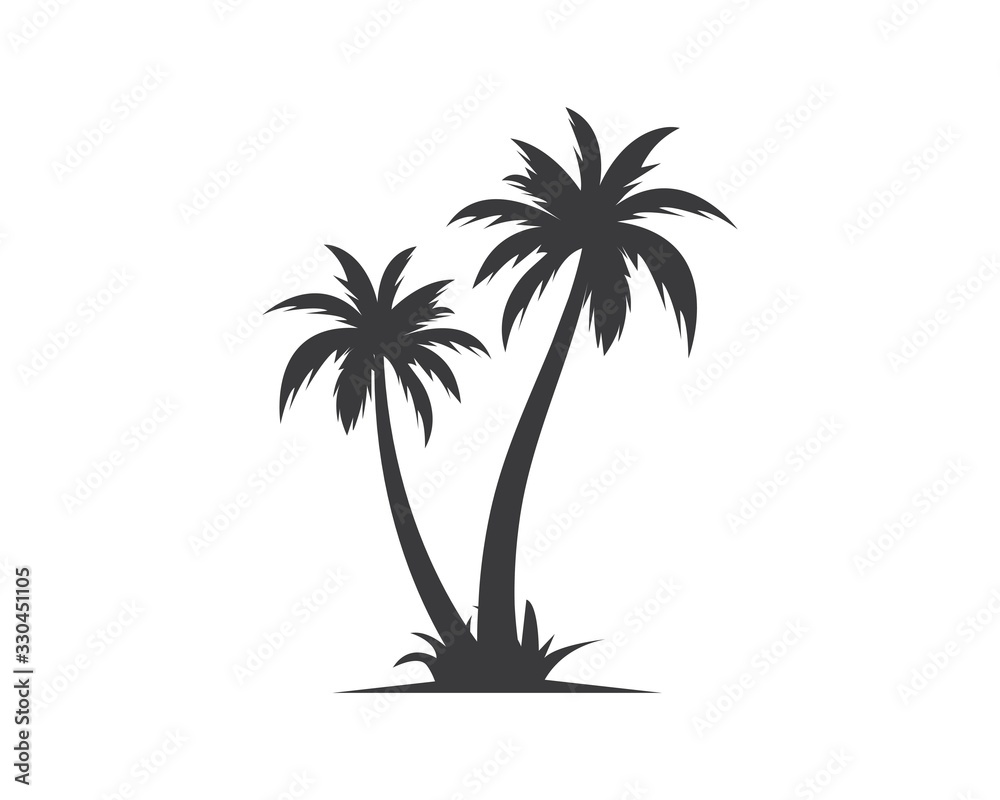 Palm tree icon of summer and travel logo vector illustration