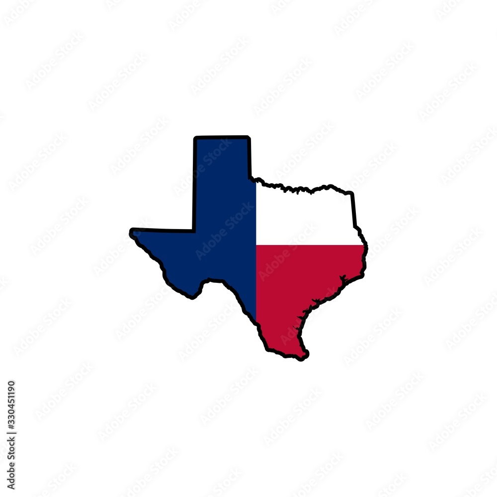 Texas state map silhouette isolated on white background Stock Photo ...