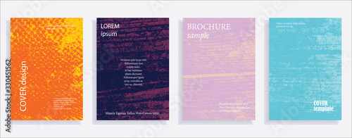 Minimalistic cover design templates. Set of layouts for covers of books, albums, notebooks, reports, magazines. Vintage texture gradient effect, flat modern abstract design. Grunge mock-up texture