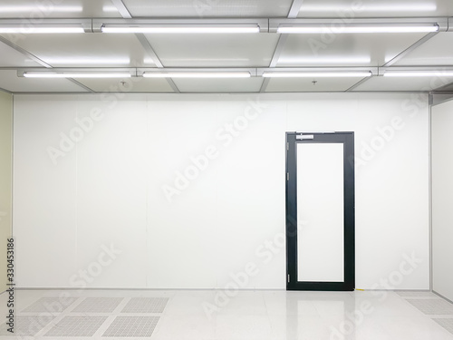 Empty Clean room with exit door at factory