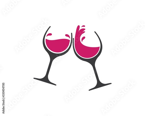 Obraz na płótnie wine glasses toasting logo icon vector