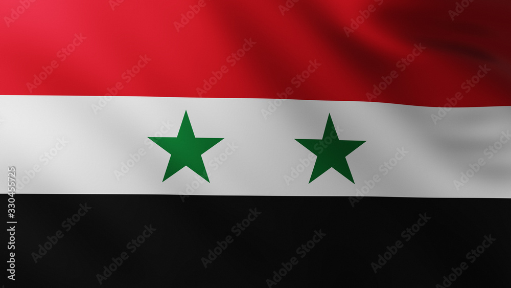 Large Flag of Syria fullscreen background in the wind Large Flag of Syria fullscreen background in the wind