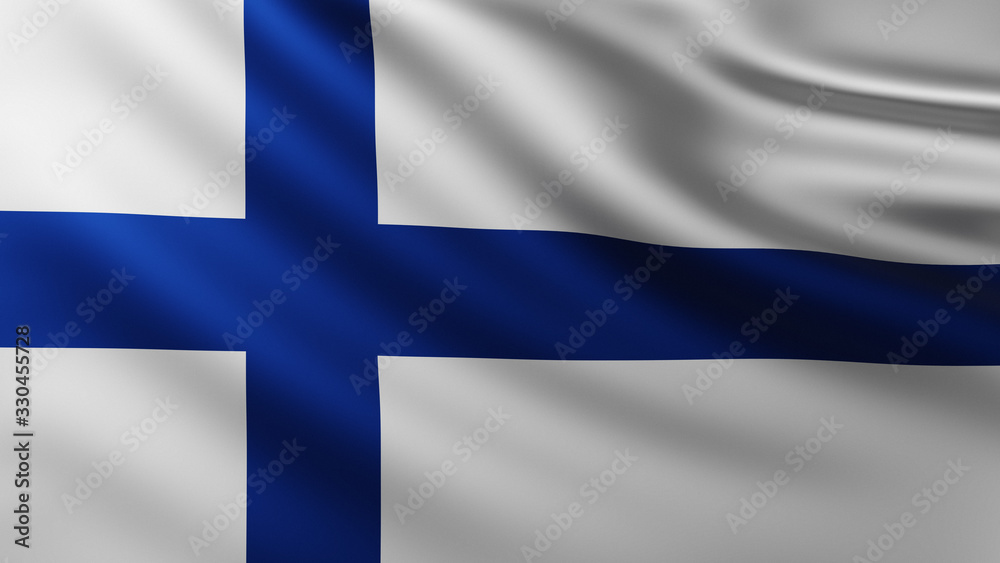 Fototapeta premium Large Flag of Finland fullscreen background in the wind