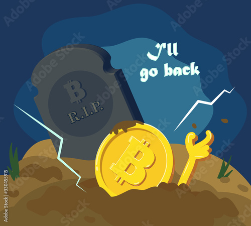 Blockchain and crypto currency crisis. Crypto currency devaluation. Bitcoin zombi.