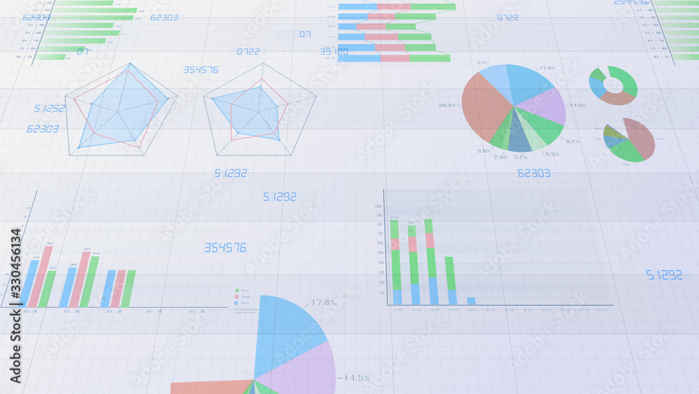 Business Economy Data Graph Chart Bar Growth Success 3D illustration background