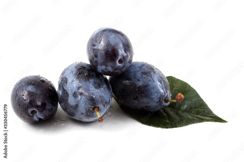 Blue plums with leaf Blue plums with leaf