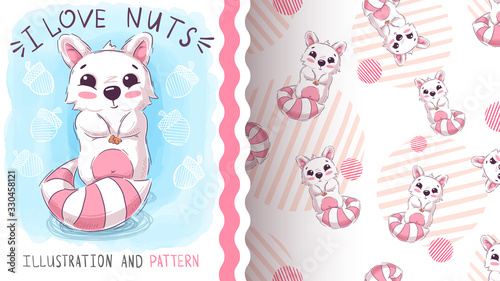 Pretty teddy squirrel - seamless pattern