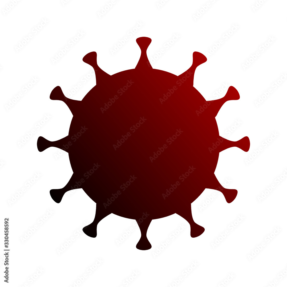 Corona Virus or COVID-19 pandemic disease in europe and global, abstract virus symbol in red with white background Corona Virus or COVID-19 pandemic disease in europe and global, abstract virus symbol in red with white background