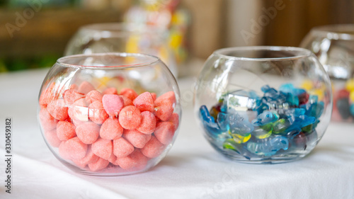 Details of candy and candy bar from a wedding and a ceremony