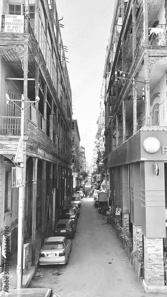 port said egypt calssic architecture black and white Stock Photo ...