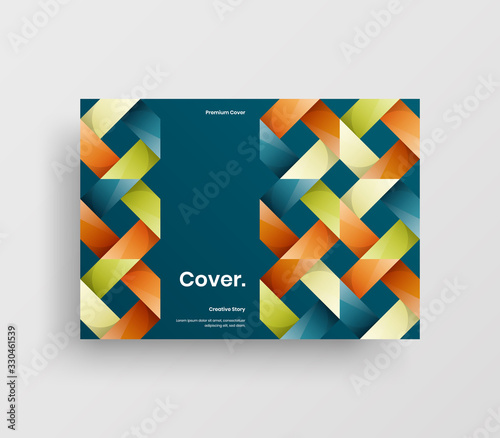 Creative business presentation vector A4 horizontal orientation front page mock up. Modern corporate report cover abstract geometric illustration design layout. Company identity brochure template.