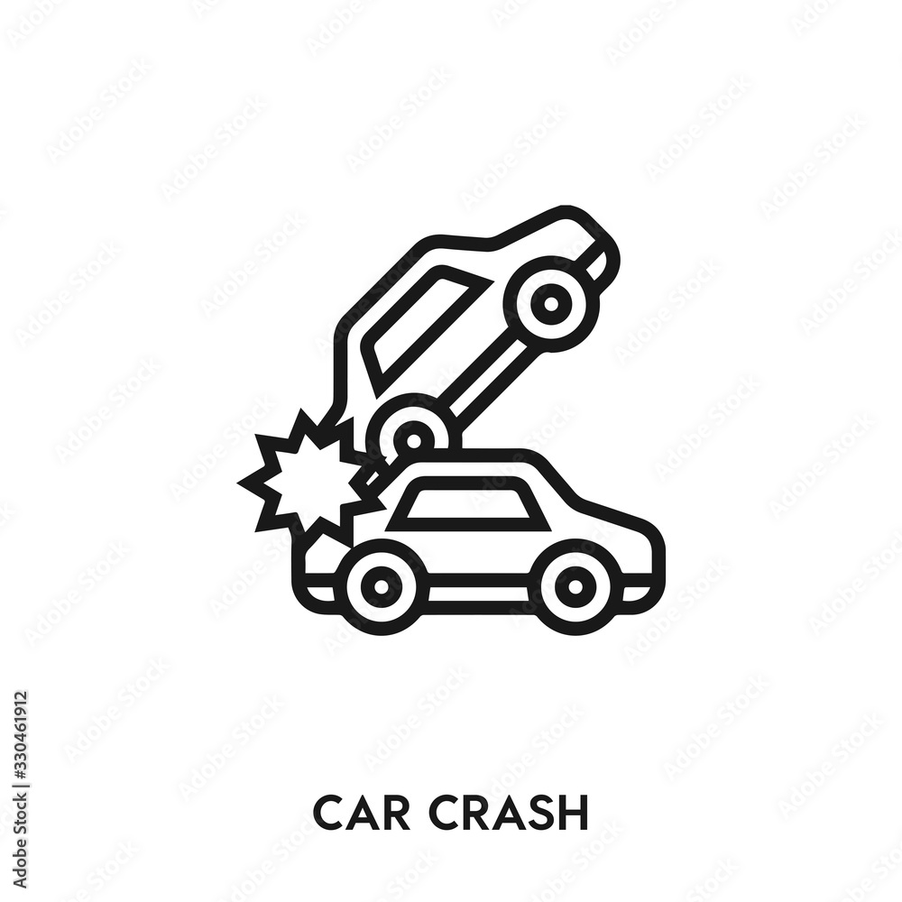 car crash vector line icon. Simple element illustration. car crash icon for your design. Can be used for web and mobile.