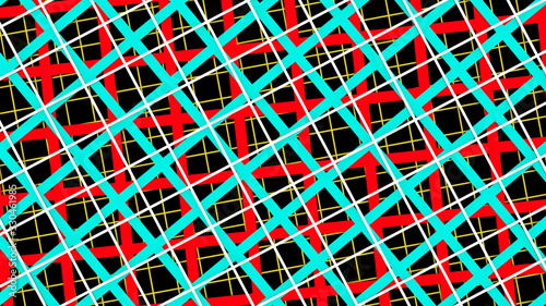 Red blue and white squares abstract horizontal background 3D illustration