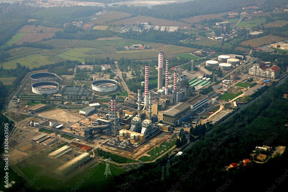 Fototapeta premium thermal power station Turbigo Italy near Milan. View from the top