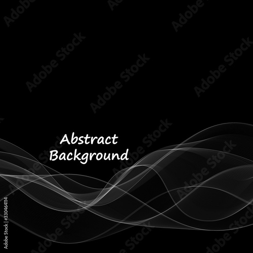 white smoky wave on a black background. presentation template. layout for cover, brochure, flyer, banner, card, certificate. eps 10