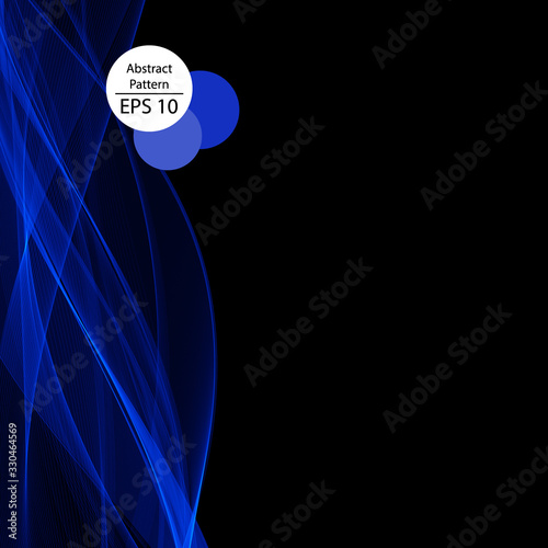 blue smoky wave on a black background. presentation template. layout for cover, brochure, flyer, banner, card, certificate. eps 10