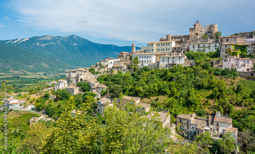 Panoramic view of Capestrano, beautiful village in the Province of L'Aquila, Abruzzo, Italy.