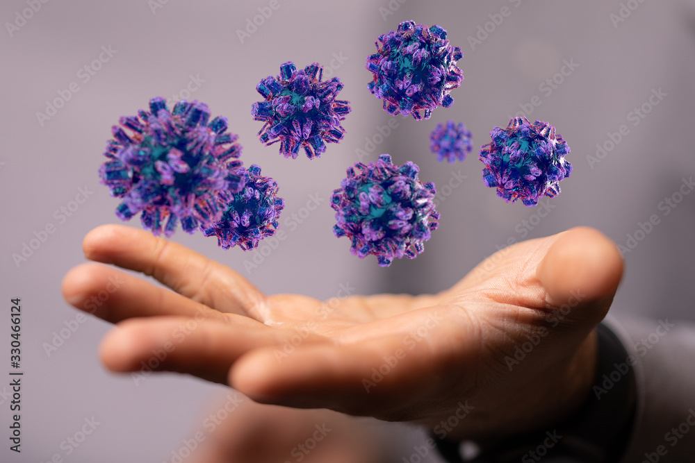 flu virus attack digital 3d epidemic. flu virus attack digital 3d epidemic.