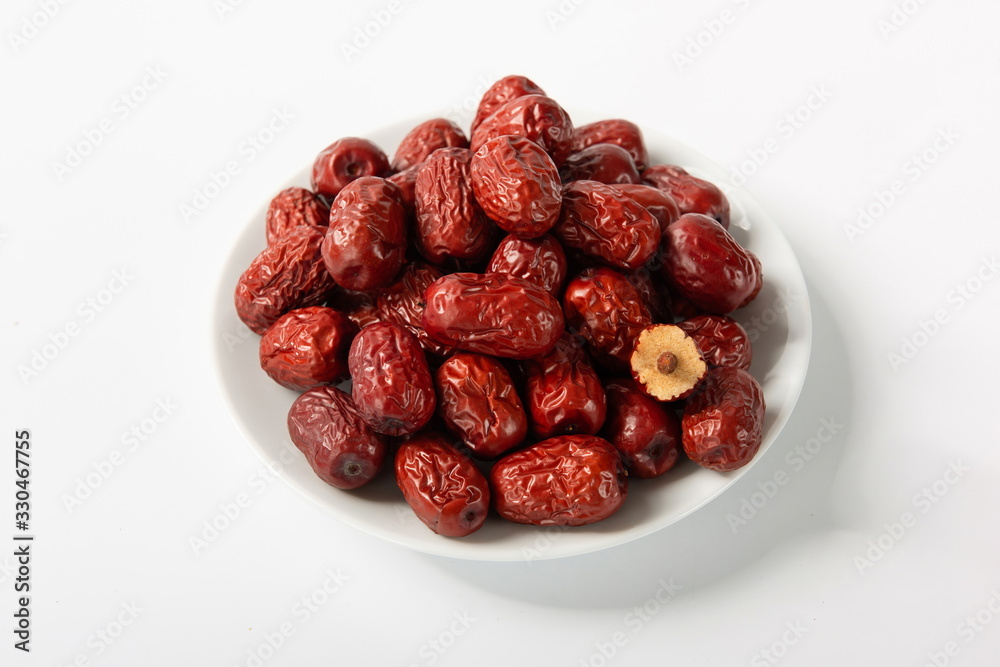 All kinds of jujube are isolated in white background after drying All kinds of jujube are isolated in white background after drying