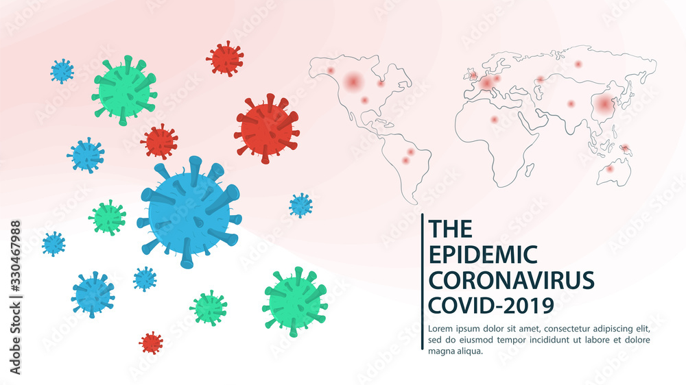 banner for the design of the COVID-2019 coronavirus pandemic 2019-nCoV spreads around the world on a map background flat vector illustration banner for the design of the COVID-2019 coronavirus pandemic 2019-nCoV spreads around the world on a map background flat vector illustration