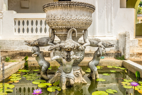 View at the fountain near Buddhist temple Wewurukannala Vihara in Dikwella - Sri Lanka photo