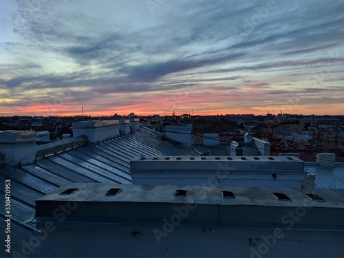 sunset on the roof