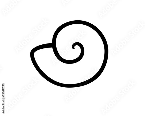 Seashell. Sea small seashell - vector linear pictogram or logo. Shellfish from the ocean in a shell - vector icon for logo. Outline. Picture for coloring.