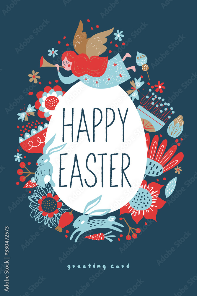 Happy Easter. Vector template for greeting cards.
