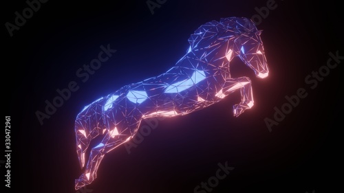 Horse abstract background of triangle geometric, 3d illustration.