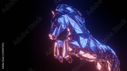 Horse abstract background of triangle geometric, 3d illustration.