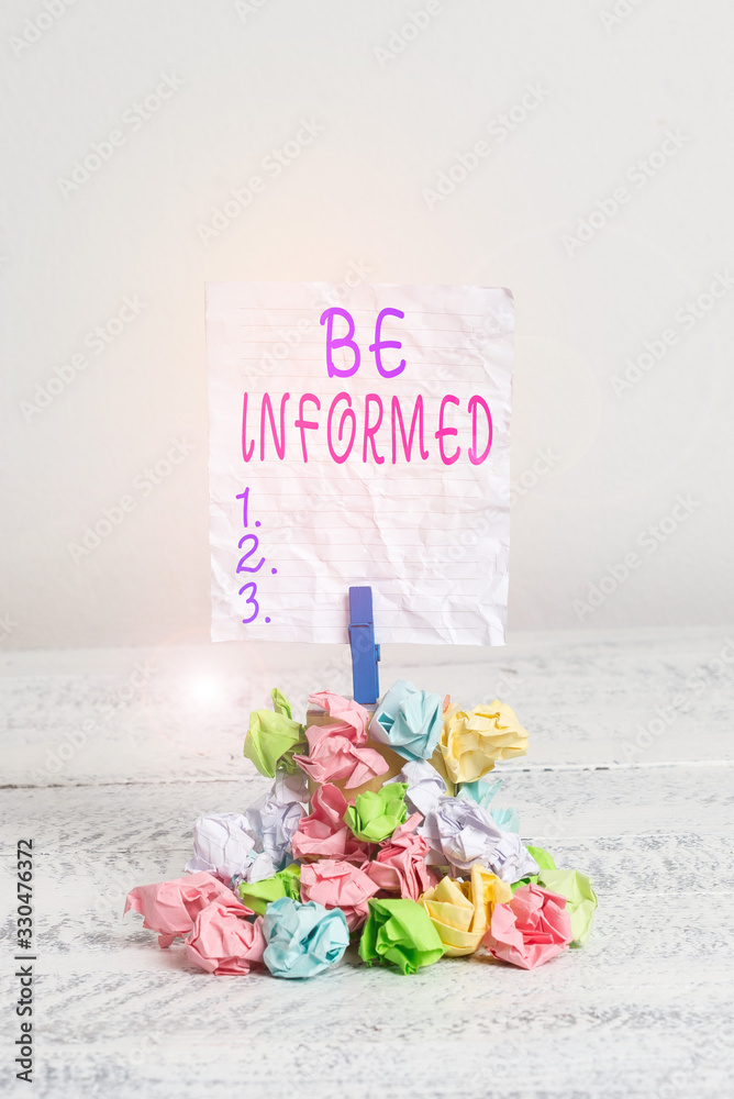Be Infored Sign Text sign showing Be Informed. Business photo showcasing having or ...