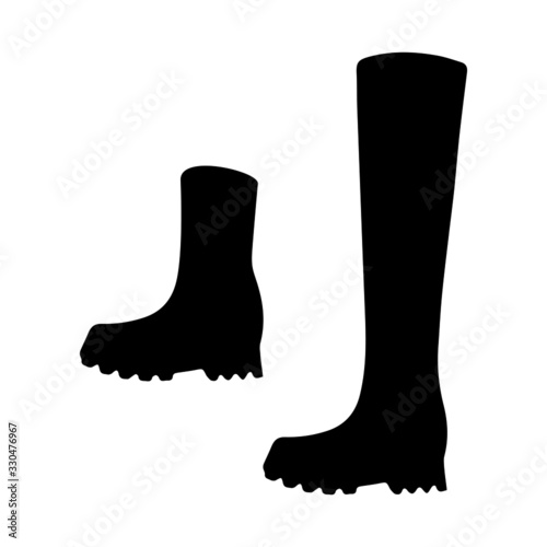 High women boots silhouettes. Fashion women high heel boots. Demi season shoes. Trendy leather high boots. Pair of casual footwear. Silhouettes of ladies jackboots. Vector illustration