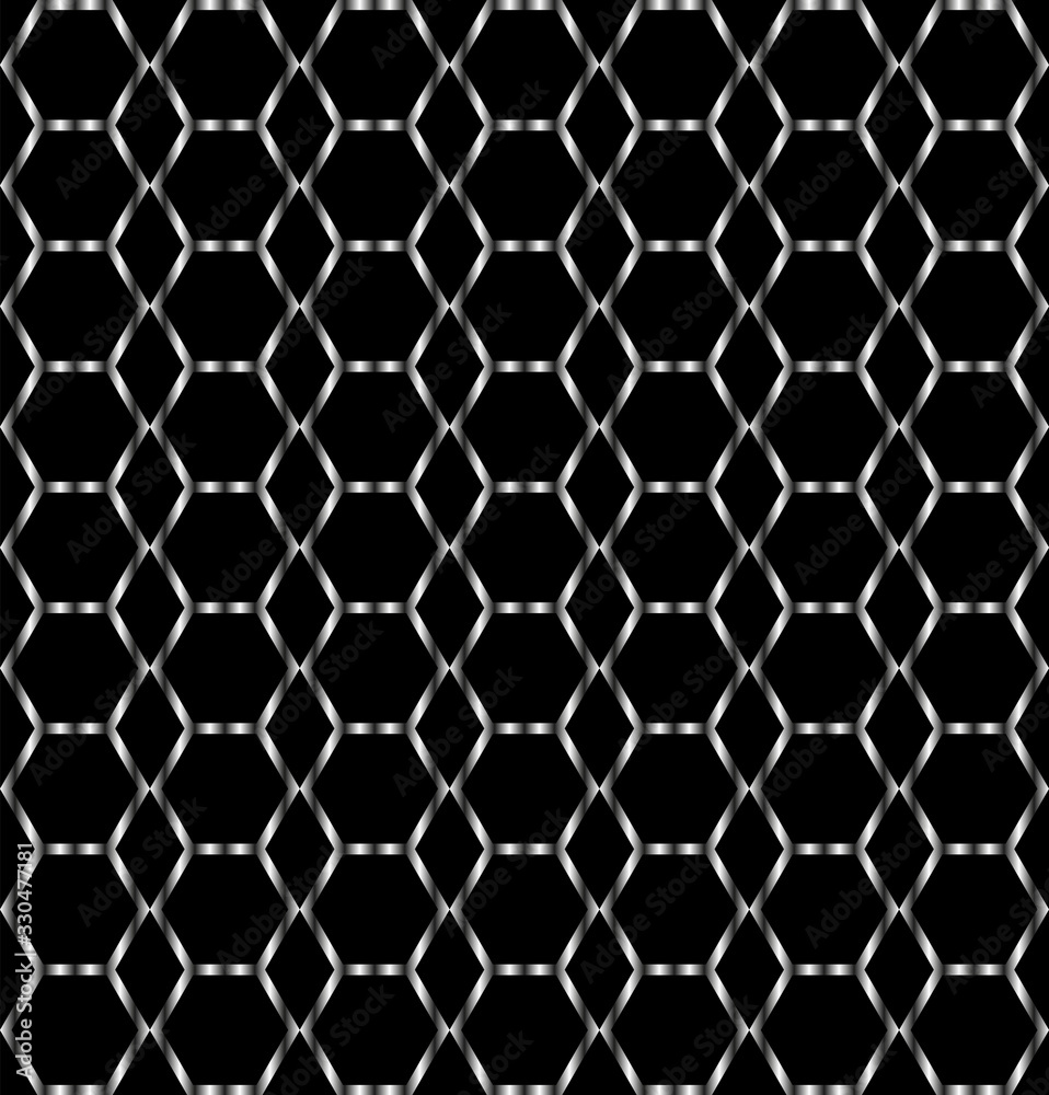 Geometric braided mesh cell shape metal pattern background. Geometric braided mesh cell shape metal pattern background.